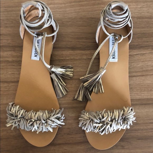 Steve Madden Shoes - steve madden lace up tassels sparkle sandals